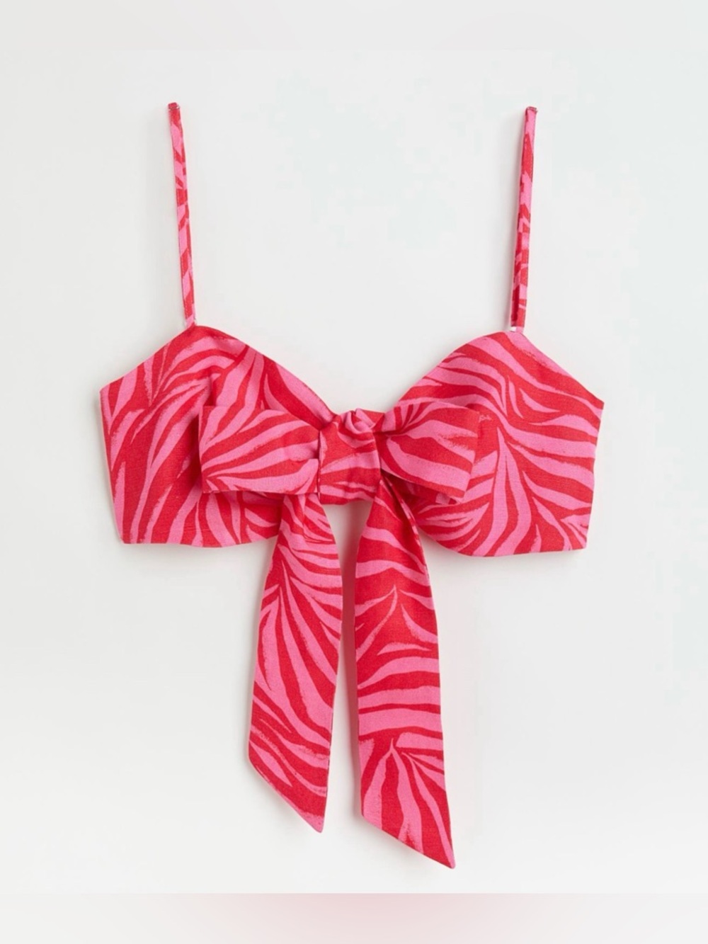 H&M Pink Zebra Tie-Front Crop Top